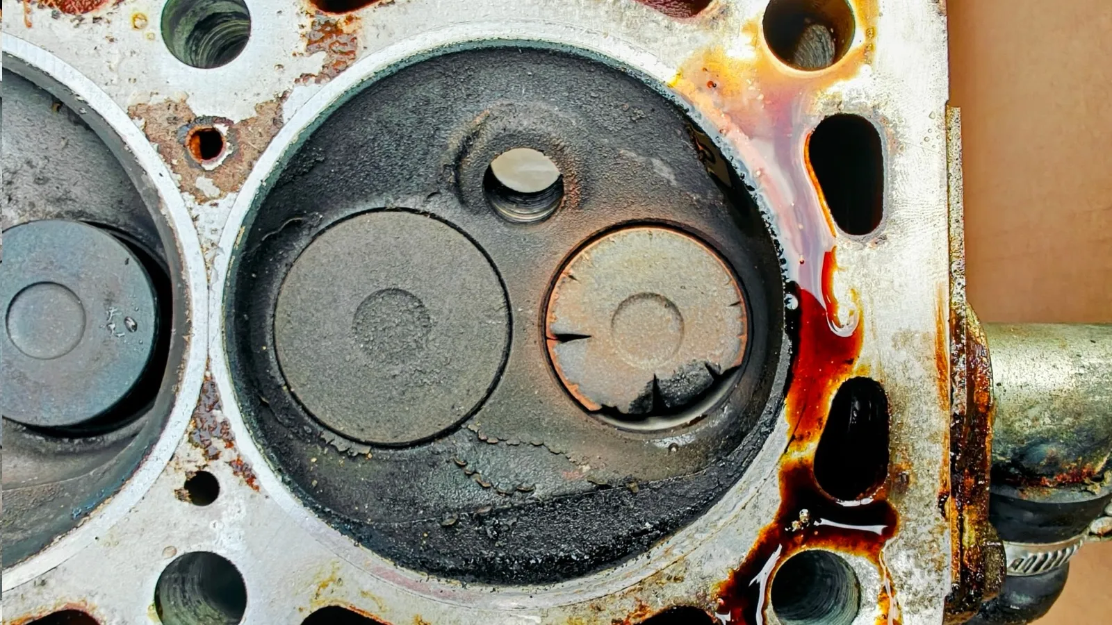 Close-up van de versleten kleppen